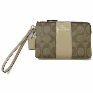 コーチ(COACH)のCOACH コーチ リスレット シグネチャー L字ジップ ポーチ PVC レザー ベージュ ブラウン ブランド カバン 【レディース】【中古】(ポーチ)