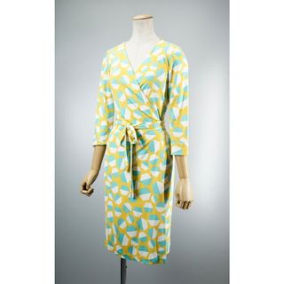 ダイアンフォンファステンバーグ(DIANE von FURSTENBERG)の■美品■DIANE von FURSTENBERG ダイアンフォンファステンバーグ NEW JULIAN TWO シルクジャージー カシュクールワンピース ドレス ラップワンピース サイズ2 幾何学模様 春夏 ブランド古着【中古】20210312/GE7814(その他)