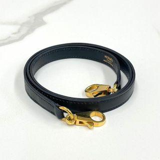 Hermes - 美品★　エルメス　ボックスカーフ　ショルダーストラップ　黒　ゴールド金具