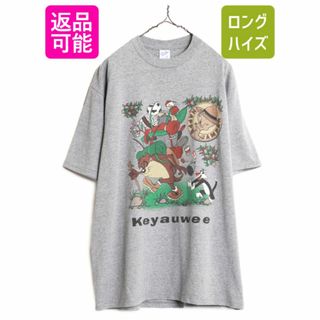 90s USA製 ワーナー ルーニーテューンズ プリント Tシャツ メンズ XL / 90年代 オールド キャラクター タズマニアンデビル 大きいサイズ 灰(Tシャツ/カットソー(半袖/袖なし))