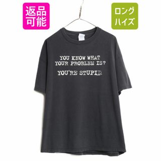 00s ジョーク メッセージ プリント Tシャツ メンズ XL / 黒 オールド グラフィック 当時物 大きいサイズ ヘビーウェイト プリントTシャツ(Tシャツ/カットソー(半袖/袖なし))