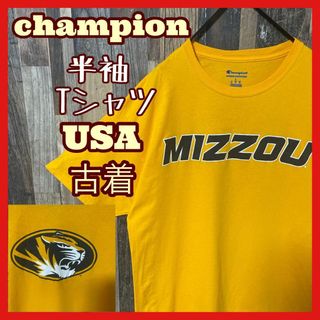 チャンピオン(Champion)のイエロー チームロゴ プリント L チャンピオン メンズ 古着 半袖 Tシャツ(Tシャツ/カットソー(半袖/袖なし))