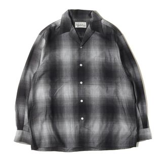 美品 WACKO MARIA ワコマリア シャツ サイズ:L 23AW オンブレチェック オープンカラー レーヨン 長袖シャツ OMBRE CHECK OPEN COLLAR SHIRT L/S ブラック グレー トップス カジュアルシャツ【メンズ】【中古】