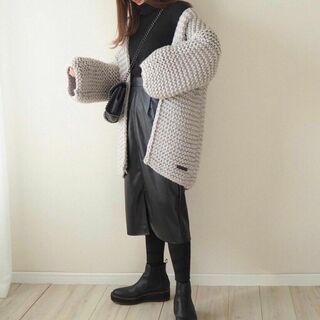 VIVIコラボフェイクレザースカート♡合皮ロングスカート♡ブラックLサイズ♡(ロングスカート)