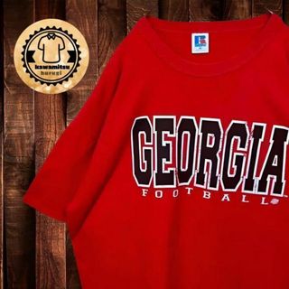 【カレッジ】ジョージア大学　サッカー　ラッセル　tシャツ　半袖　XL赤(Tシャツ/カットソー(半袖/袖なし))