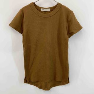 blkby 茶色　ブラウン　リブ　無地　  レディース Tシャツ（半袖）(Tシャツ(半袖/袖なし))