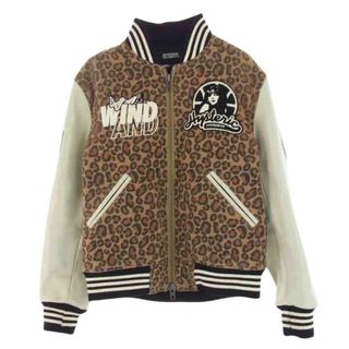 HYSTERIC GLAMOUR - HYSTERIC GLAMOUR ヒステリックグラマー ジャケット WDS-HYS-2-01 × WIND AND SEA ウィンダンシー 袖カウレザー ガールワッペン レオパード フルジップ スタジャン S【中古】