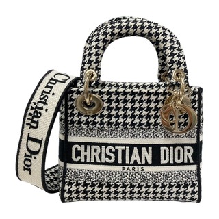 クリスチャンディオール(Christian Dior)の　クリスチャン・ディオール Christian Dior レディディライトミニ M5000OZAE ブラック ホワイト ハウンドドゥースエンブロイダリー レディース ショルダーバッグ(ショルダーバッグ)