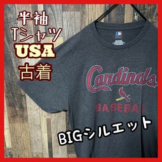 ベースボール メンズ グレー チームロゴ XL ゆるだぼ 古着 半袖 Tシャツ(Tシャツ/カットソー(半袖/袖なし))