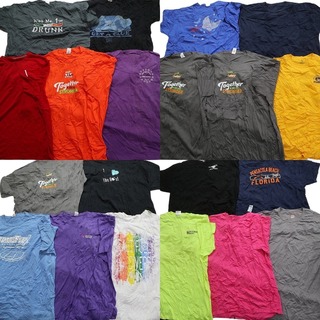 古着卸 まとめ売り カラーmix プリント 半袖Tシャツ 20枚セット (メンズ 2XL ) カラーMIX ワンポイントロゴ 英字プリント MT2965(その他)