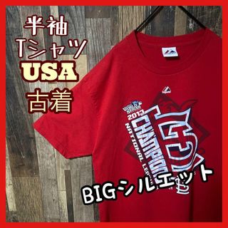 マジェスティック(Majestic)のメンズ レッド マジェスティック 2XL オーバーサイズ 古着 半袖 Tシャツ(Tシャツ/カットソー(半袖/袖なし))