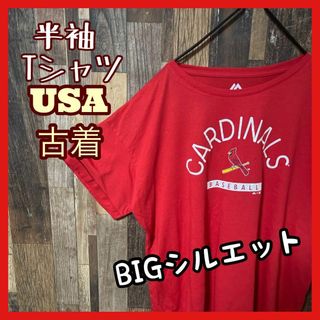 マジェスティック(Majestic)のメンズ レッド マジェスティック 2XL チームロゴ オーバーサイズ Tシャツ(Tシャツ/カットソー(半袖/袖なし))