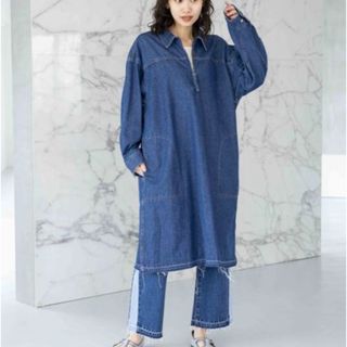 [niko and ...JEANS 2023AW]ハーフジップデニムワンピース