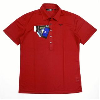 ミズノ(MIZUNO)の【新品】ミズノ ゴルフ メンズ 吸汗速乾 半袖 ポロシャツ 赤 Mサイズ(ウエア)
