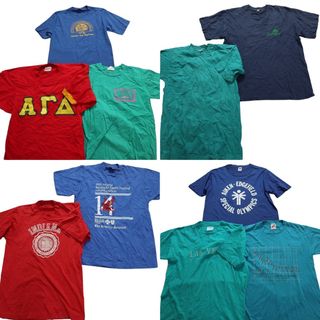 古着卸 まとめ売り ～90s　オールド 半袖Tシャツ 10枚セット (メンズ S /M ) シングルステッチ 無地 丸首 グリーン ブルー系 MT3172(その他)