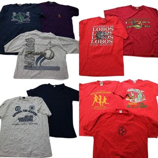 古着卸 まとめ売り ～90s　オールド 半袖Tシャツ 10枚セット (メンズ XL ) シングルステッチ レッド 赤 ワンポイント MT3200(その他)