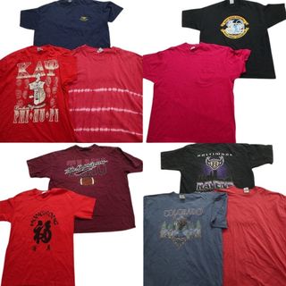 古着卸 まとめ売り ～90s　オールド 半袖Tシャツ 10枚セット (メンズ XL ) シングルステッチ レッド 赤 無地 タイダイ MT3212(その他)