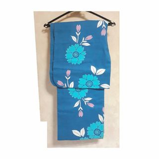 【週末SALE】【和服】手縫い仕立て 花柄浴衣 くすみブルー【レディース】(浴衣)