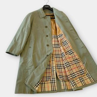 バーバリー(BURBERRY)のBURBERRY バーバリー ノバチェック　トレンチコート　ラム　ライナー付　緑(ミリタリージャケット)