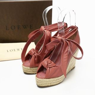 ロエベ(LOEWE)の■美品■LOEWE ロエベ ナッパレザー ジュートサンダル ウエッジサンダル サイズ36（23.0cm相当）アンクルリボン 厚底 プラットフォーム スペイン製 靴 ブランド古着【中古】20210330/GH1735(サンダル)