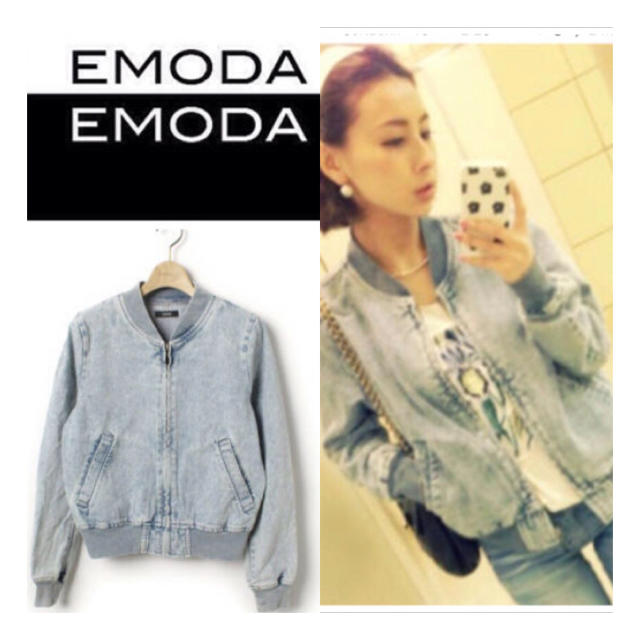 EMODA(エモダ)のEMODA ヴィンテージ風デニムブルゾン ma-1 レディースのジャケット/アウター(Gジャン/デニムジャケット)の商品写真