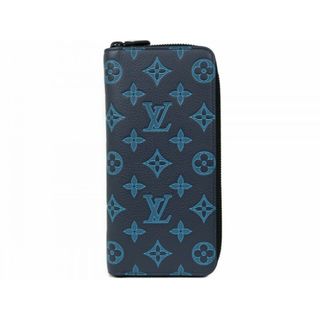 ルイヴィトン(LOUIS VUITTON)のLOUIS VUITTON　ルイヴィトン 　ジッピーウォレット・ヴェルティカル　M82322　長財布　ロングウォレット　モノグラム・シャドウ　ブルー系　イニシャル入り　シンプル　メンズ　ギフト　プレゼント包装可【中古】松前R56号店(折り財布)