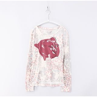 Vivienne Westwood RED LABEL ヴィヴィアンウエストウッド レッドレーベル 長袖 カットソー Tシャツ レディース サイズ2 ピンク グレー系 レオパード 総柄 ブランド古着 【中古】20210415/GH3124