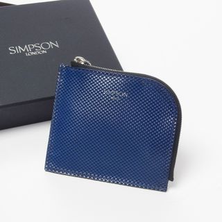 ■美品■SIMPSON LONDON シンプソン ロンドン L-ZIP 財布 ミニウォレット カーボンレザー ブルー 青 イングランド製 小物 アクセサリー ブランド古着【中古】20210422/GH3470(コインケース/小銭入れ)