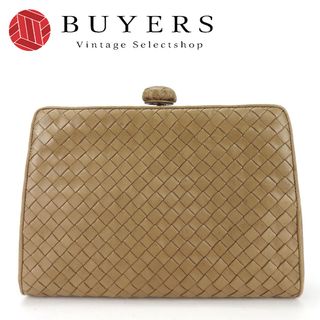 ボッテガヴェネタ(Bottega Veneta)の【中古】 ボッテガヴェネタ クラッチバッグ イントレチャート レザー ベージュ ゴールド金具 編み込み プッシュロック レディース 女性 BOTTEGAVENETA(クラッチバッグ)