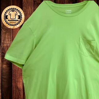 【春夏】CHAPS チャップスtシャツ半袖XLライトグリーンUSA古着ポケット(Tシャツ/カットソー(半袖/袖なし))