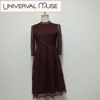 ユニバーバルミューズ(UNIVERVAL MUSE)のユニバーバルミューズ　総レースワンピース　ボルドー(ひざ丈ワンピース)