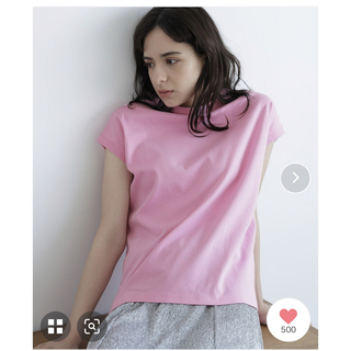 ラコレ(LAKOLE)の新品 スタンドネックコットンTEE ピンク　M 半袖Tシャツ　無地　シンプル(Tシャツ(半袖/袖なし))
