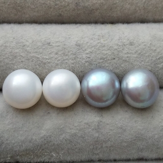 252 淡水真珠ピアス 2色セット ホワイト 白 グレー 本真珠 セレモニー(ピアス)
