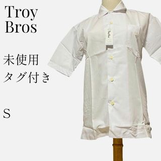 【タグ付き◎】Troy Bros ワンポイントカッターシャツ S ホワイト 半袖(シャツ)