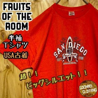 サーフィン 古着 90s ボード フルーツ オブ ザ ルーム 半袖 Tシャツ(Tシャツ/カットソー(半袖/袖なし))