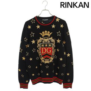 ドルチェアンドガッバーナ(DOLCE&GABBANA)のドルチェアンドガッバーナ  GX550Z JAWSF フロント刺繍ニット メンズ 48(ニット/セーター)