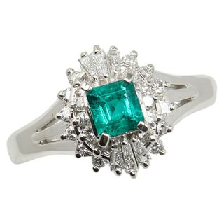 美品 Pt900 プラチナ リング 指輪 エメラルド 0.33ct ダイヤ 0.33ct 【1-0153129】(リング(指輪))