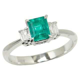 美品 Pt900 プラチナ リング 指輪 エメラルド 0.82ct ダイヤ 0.33ct 【1-0153403】(リング(指輪))