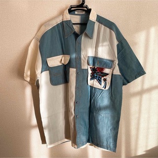 superior 古着 ブルー　半袖シャツ　パリス　90年代　90s (Tシャツ/カットソー(半袖/袖なし))