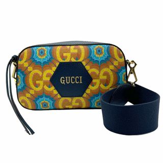 グッチ(Gucci)のグッチ GUCCI 斜め掛けショルダーバッグ PVC/レザー イエロー/ネイビー ゴールド レディース 476466 送料無料【中古】 z1240(ショルダーバッグ)