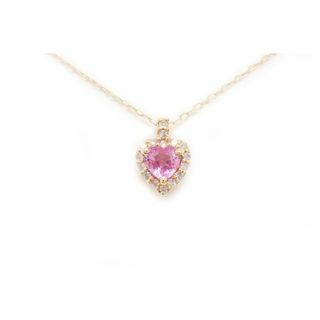 K18YG ピンクサファイア 0.35ct メレダイヤ 0.08ct ハート デザイン【新宿店】【中古】【新着】(ネックレス)