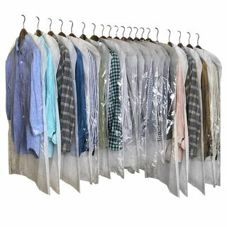 イニコライフ 不織布 カバー 衣類 透明 日本製 20枚組 通常15枚+ロング5(押し入れ収納/ハンガー)