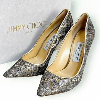 ジミーチュウ(JIMMY CHOO)の美品☆超人気モデル☆ジミーチュウ レース ハイヒール ROMY100 シルバー(ハイヒール/パンプス)