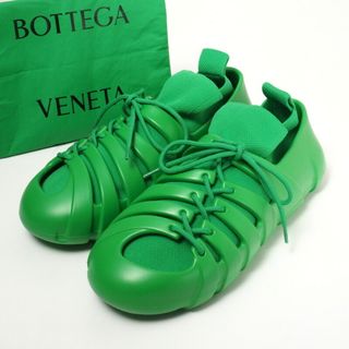 ボッテガヴェネタ(Bottega Veneta)の■美品■BOTTEGA VENETA ボッテガヴェネタ トレイル スニーカー TECH KNIT GEL RUBBER メンズ サイズ40（25cm相当）靴 ラバー ニット グリーン イタリア製 ブランド古着【中古】20240330/GP6163(ニット/セーター)