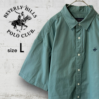 ビバリーヒルズポロクラブ(BEVERLY HILLS POLO CLUB（BHPC）)の美品 ビバリーヒルズポロクラブ メンズ ボタンダウンシャツ L 半袖 刺繍ロゴ(シャツ)
