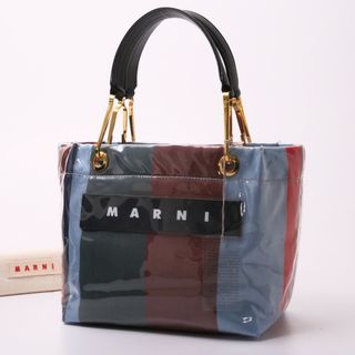 マルニ(Marni)の■美品■MARNI マルニ ≪GLOSSY GRIP グロッシーグリップ≫ ハンドバッグ トートバッグ 鞄 PVC ストライプ イタリア製 ブランド古着【中古】20240401/GP6201(ハンドバッグ)