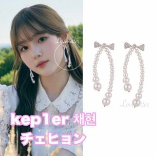 No.230M パールリボンビジューピアス 韓国 kep1erチェヒョン着用(ピアス)