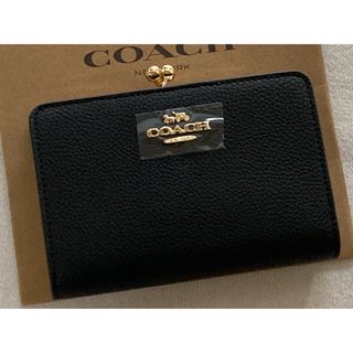 コーチ(COACH)の新品　COACH コーチ　二つ折り財布　ブラック　がま口　キスロック(財布)