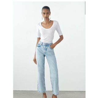 ザラ(ZARA)のZARA ザラ　ミッドライズ　デニム　パンツ38(デニム/ジーンズ)