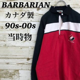 バーバリアン(Barbarian)の【k6572】USA古着バーバリアンカナダ製90s00s当時物旧タグラガーシャツ(ポロシャツ)